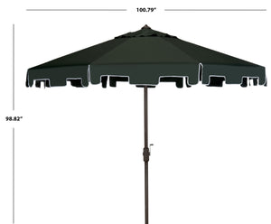 Safavieh ZIMMERMAN 9 FT Market Umbrella - Elegant Outdoor Shade with Stylish Canopy & Durable Frame Dark Green PAT8000B