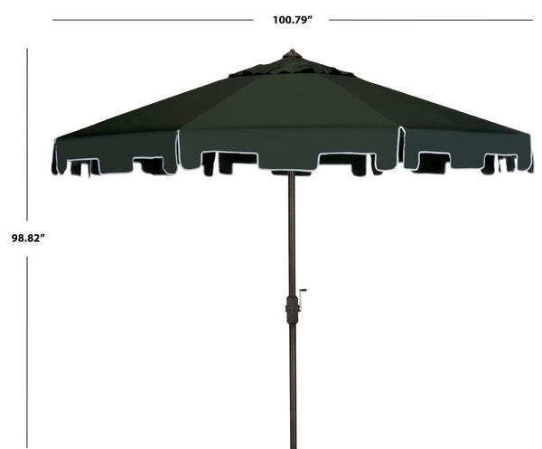 Safavieh ZIMMERMAN 9 FT Market Umbrella - Elegant Outdoor Shade with Stylish Canopy & Durable Frame Dark Green PAT8000B