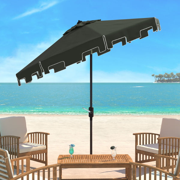 Safavieh ZIMMERMAN 9 FT Market Umbrella - Elegant Outdoor Shade with Stylish Canopy & Durable Frame Dark Green PAT8000B