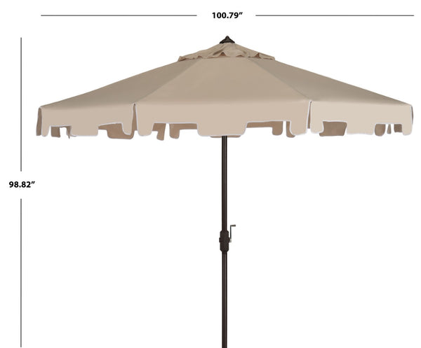 Safavieh ZIMMERMAN 9 FT Market Umbrella - Elegant Outdoor Shade with Stylish Canopy & Durable Frame Beige PAT8000C
