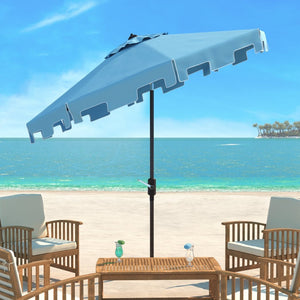 Safavieh ZIMMERMAN 9 FT Market Umbrella - Elegant Outdoor Shade with Stylish Canopy & Durable Frame Baby Blue / White PAT8000D