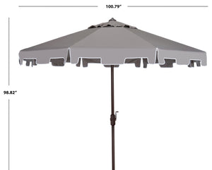Safavieh ZIMMERMAN 9 FT Market Umbrella - Elegant Outdoor Shade with Stylish Canopy & Durable Frame Grey PAT8000E