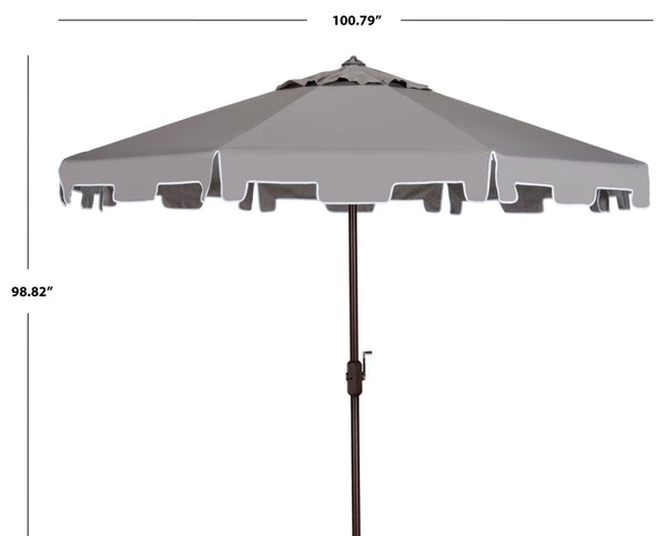 Safavieh ZIMMERMAN 9 FT Market Umbrella - Elegant Outdoor Shade with Stylish Canopy & Durable Frame Grey PAT8000E