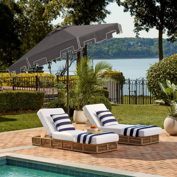 Safavieh ZIMMERMAN 9 FT Market Umbrella - Elegant Outdoor Shade with Stylish Canopy & Durable Frame Grey PAT8000E