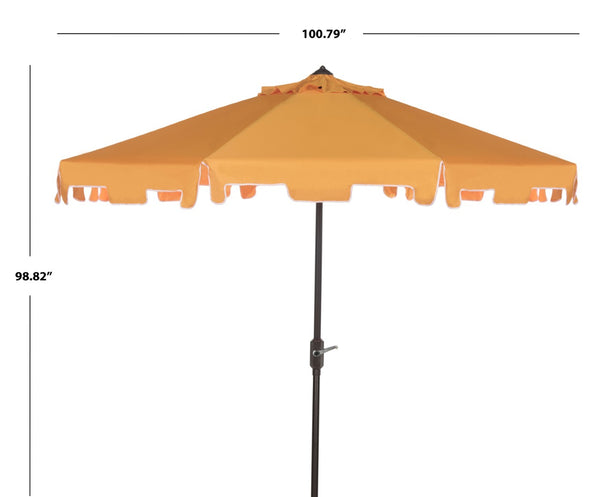 Safavieh ZIMMERMAN 9 FT Market Umbrella - Elegant Outdoor Shade with Stylish Canopy & Durable Frame Yellow / White PAT8000F