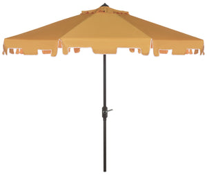 Safavieh ZIMMERMAN 9 FT Market Umbrella - Elegant Outdoor Shade with Stylish Canopy & Durable Frame Yellow / White PAT8000F
