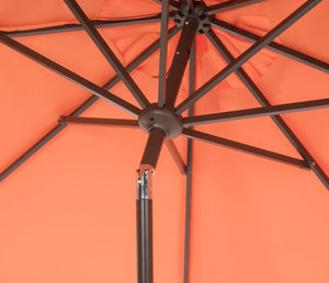 Safavieh ZIMMERMAN 9 FT Market Umbrella - Elegant Outdoor Shade with Stylish Canopy & Durable Frame Orange / White PAT8000G