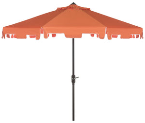 Safavieh ZIMMERMAN 9 FT Market Umbrella - Elegant Outdoor Shade with Stylish Canopy & Durable Frame Orange / White PAT8000G