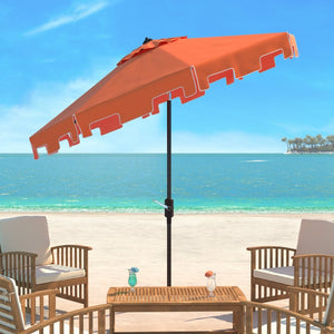 Safavieh ZIMMERMAN 9 FT Market Umbrella - Elegant Outdoor Shade with Stylish Canopy & Durable Frame Orange / White PAT8000G