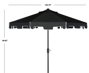 Safavieh ZIMMERMAN 9 FT Market Umbrella - Chic Black & White Design for Stylish Outdoor Shade Solutions PAT8000H