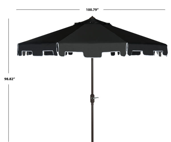 Safavieh ZIMMERMAN 9 FT Market Umbrella - Chic Black & White Design for Stylish Outdoor Shade Solutions PAT8000H