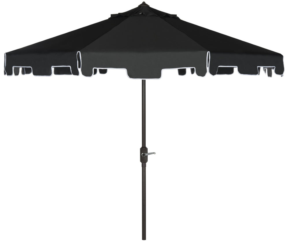 Safavieh ZIMMERMAN 9 FT Market Umbrella - Chic Black & White Design for Stylish Outdoor Shade Solutions PAT8000H