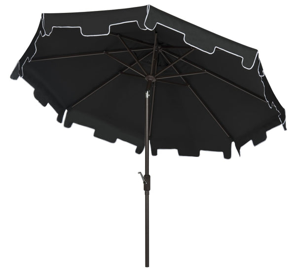Safavieh ZIMMERMAN 9 FT Market Umbrella - Chic Black & White Design for Stylish Outdoor Shade Solutions PAT8000H