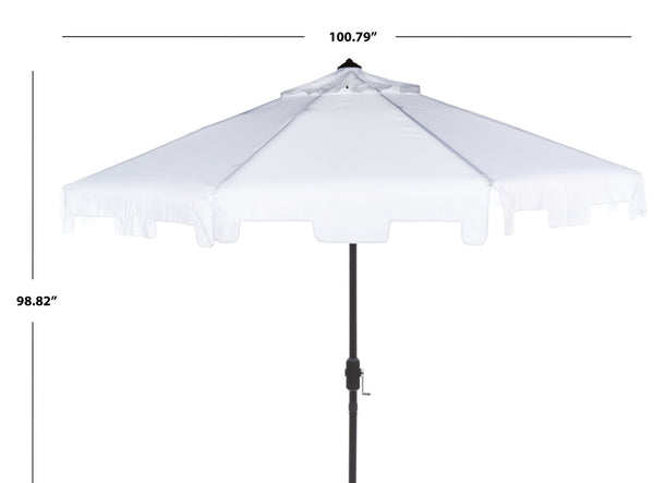 Safavieh ZIMMERMAN 9 FT Market Umbrella - Elegant Outdoor Shade with Stylish Canopy & Durable Frame White PAT8000K