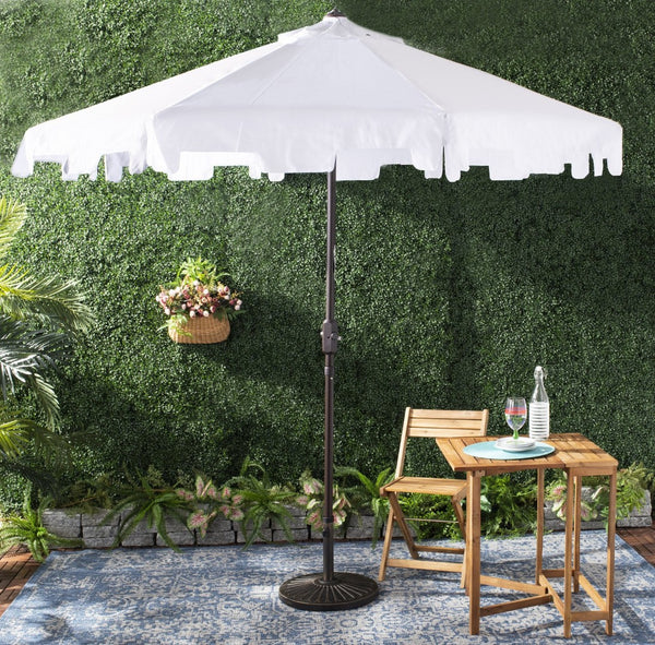 Safavieh ZIMMERMAN 9 FT Market Umbrella - Elegant Outdoor Shade with Stylish Canopy & Durable Frame White PAT8000K