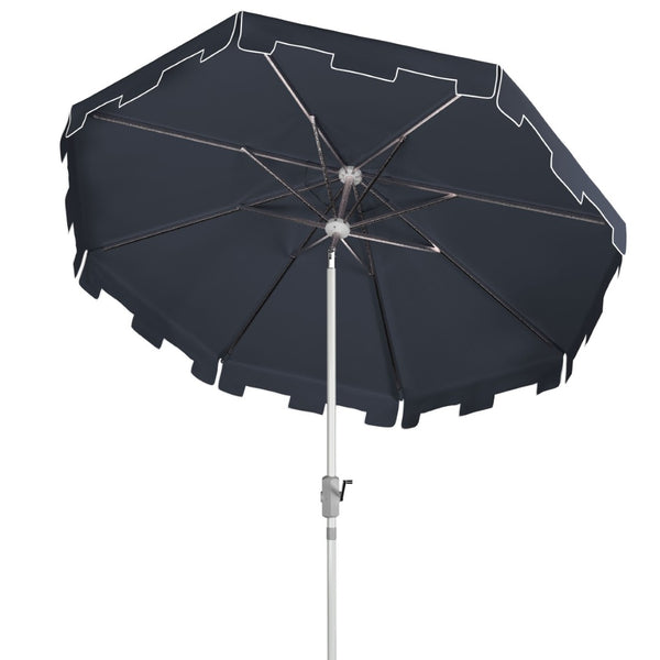 Safavieh ZIMMERMAN 9 FT Market Umbrella - Elegant Outdoor Shade with Stylish Canopy & Durable Frame Navy / White PAT8000L