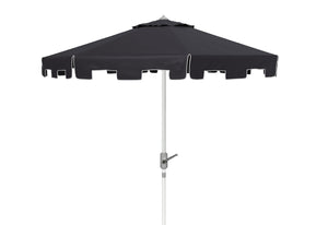 Safavieh ZIMMERMAN 9 FT Market Umbrella - Stylish Black & White with Chrome Pole for Outdoor Elegance PAT8000M