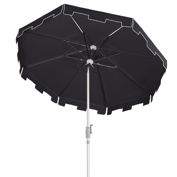 Safavieh ZIMMERMAN 9 FT Market Umbrella - Stylish Black & White with Chrome Pole for Outdoor Elegance PAT8000M
