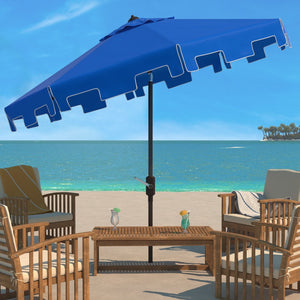 Safavieh ZIMMERMAN 9 FT Market Umbrella - Elegant Outdoor Shade with Stylish Canopy & Durable Frame Pacific Blue PAT8000P