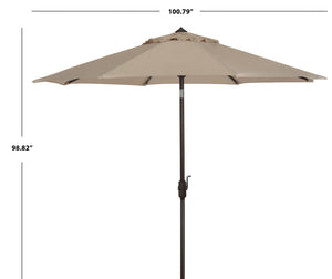 Safavieh ORTEGA 9 FT Crank Umbrella - Effortless Outdoor Shade with Stylish Riviera-Inspired Design Beige PAT8001A