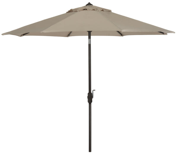Safavieh ORTEGA 9 FT Crank Umbrella - Effortless Outdoor Shade with Stylish Riviera-Inspired Design Beige PAT8001A