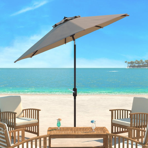 Safavieh ORTEGA 9 FT Crank Umbrella - Effortless Outdoor Shade with Stylish Riviera-Inspired Design Beige PAT8001A