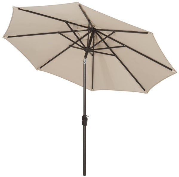 Safavieh ORTEGA 9 FT Crank Umbrella - Effortless Outdoor Shade with Stylish Riviera-Inspired Design Beige PAT8001A