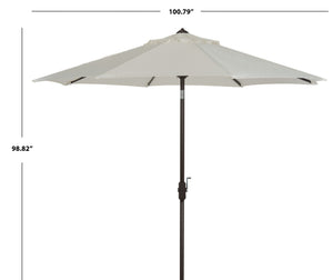 Safavieh ORTEGA 9 FT Crank Umbrella - Effortless Outdoor Shade with Stylish Riviera-Inspired Design Ivory PAT8001B