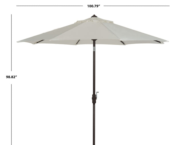 Safavieh ORTEGA 9 FT Crank Umbrella - Effortless Outdoor Shade with Stylish Riviera-Inspired Design Ivory PAT8001B