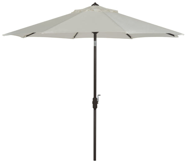 Safavieh ORTEGA 9 FT Crank Umbrella - Effortless Outdoor Shade with Stylish Riviera-Inspired Design Ivory PAT8001B