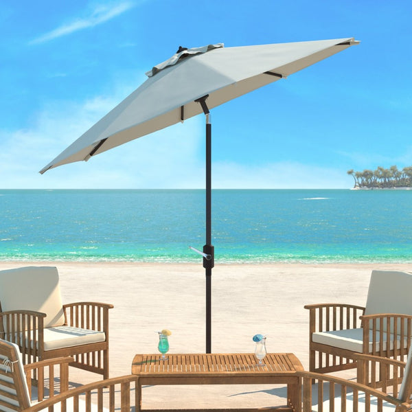 Safavieh ORTEGA 9 FT Crank Umbrella - Effortless Outdoor Shade with Stylish Riviera-Inspired Design Ivory PAT8001B