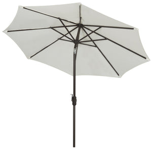 Safavieh ORTEGA 9 FT Crank Umbrella - Effortless Outdoor Shade with Stylish Riviera-Inspired Design Ivory PAT8001B