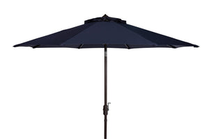 Safavieh ORTEGA 9 FT Crank Umbrella - Effortless Outdoor Shade with Stylish Riviera-Inspired Design Navy PAT8001C