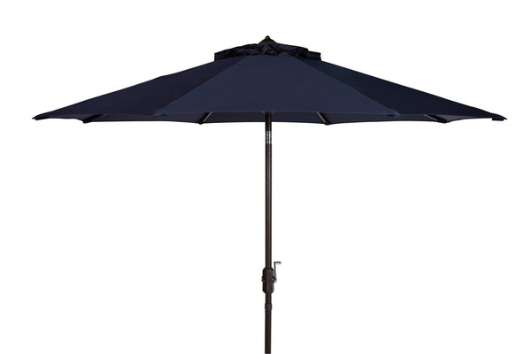 Safavieh ORTEGA 9 FT Crank Umbrella - Effortless Outdoor Shade with Stylish Riviera-Inspired Design Navy PAT8001C