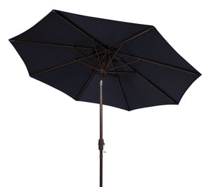 Safavieh ORTEGA 9 FT Crank Umbrella - Effortless Outdoor Shade with Stylish Riviera-Inspired Design Navy PAT8001C