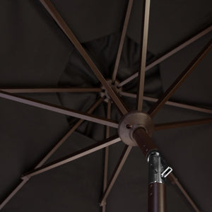 Safavieh ORTEGA 9 FT Crank Umbrella - Effortless Outdoor Shade with Stylish Riviera-Inspired Design Black PAT8001D