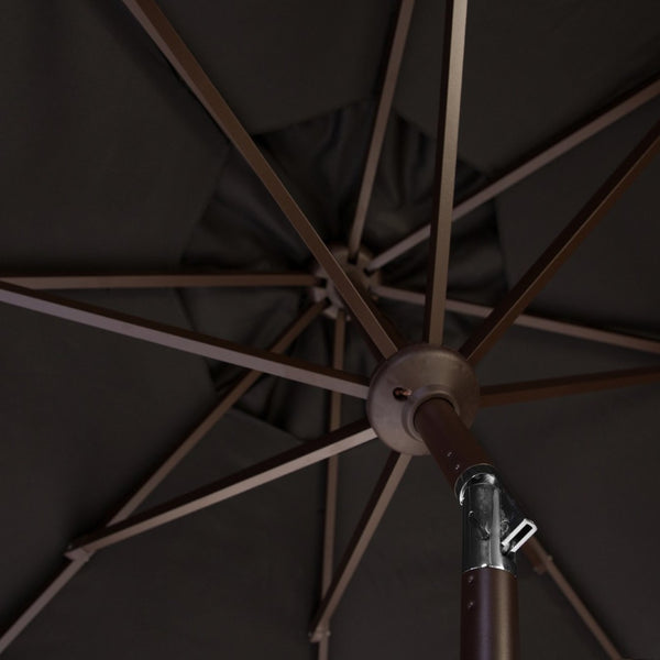 Safavieh ORTEGA 9 FT Crank Umbrella - Effortless Outdoor Shade with Stylish Riviera-Inspired Design Black PAT8001D