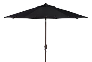 Safavieh ORTEGA 9 FT Crank Umbrella - Effortless Outdoor Shade with Stylish Riviera-Inspired Design Black PAT8001D