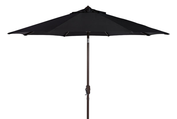 Safavieh ORTEGA 9 FT Crank Umbrella - Effortless Outdoor Shade with Stylish Riviera-Inspired Design Black PAT8001D