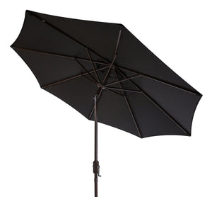 Safavieh ORTEGA 9 FT Crank Umbrella - Effortless Outdoor Shade with Stylish Riviera-Inspired Design Black PAT8001D