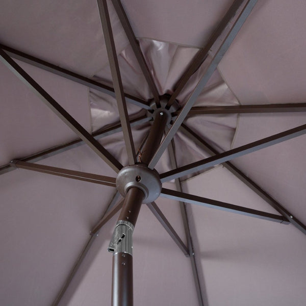 Safavieh ORTEGA 9 FT Crank Umbrella - Effortless Outdoor Shade with Stylish Riviera-Inspired Design Grey PAT8001E