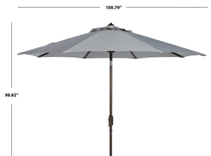 Safavieh ORTEGA 9 FT Crank Umbrella - Effortless Outdoor Shade with Stylish Riviera-Inspired Design Grey PAT8001E