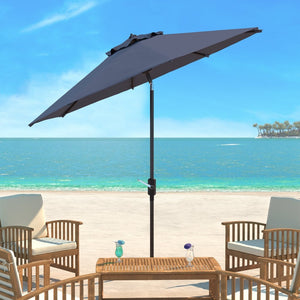 Safavieh ORTEGA 9 FT Crank Umbrella - Effortless Outdoor Shade with Stylish Riviera-Inspired Design Grey PAT8001E