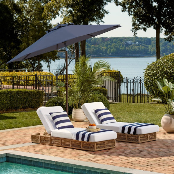 Safavieh ORTEGA 9 FT Crank Umbrella - Effortless Outdoor Shade with Stylish Riviera-Inspired Design Grey PAT8001E