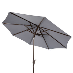 Safavieh ORTEGA 9 FT Crank Umbrella - Effortless Outdoor Shade with Stylish Riviera-Inspired Design Grey PAT8001E