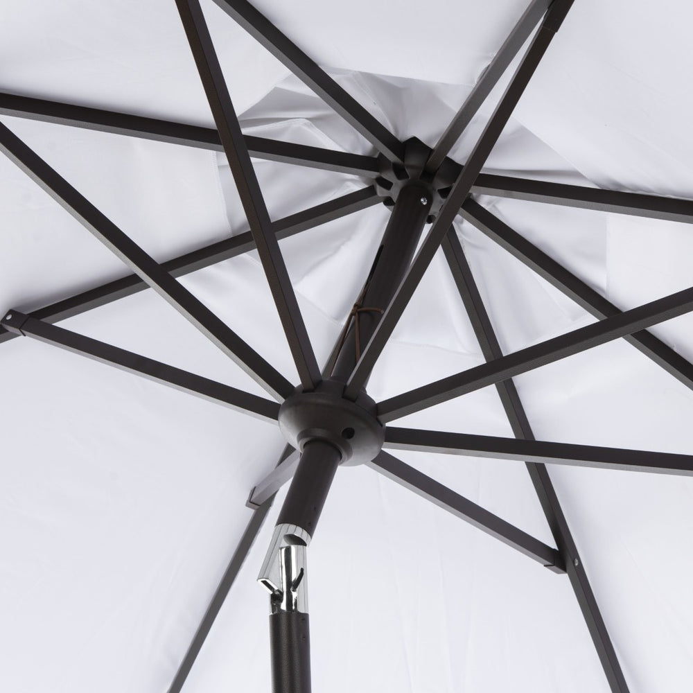 Safavieh ORTEGA 9 FT Crank Umbrella - Effortless Outdoor Shade with Stylish Riviera-Inspired Design White PAT8001F