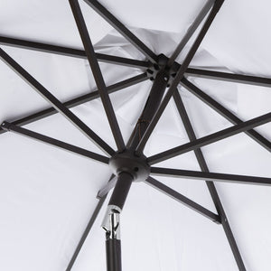 Safavieh ORTEGA 9 FT Crank Umbrella - Effortless Outdoor Shade with Stylish Riviera-Inspired Design White PAT8001F
