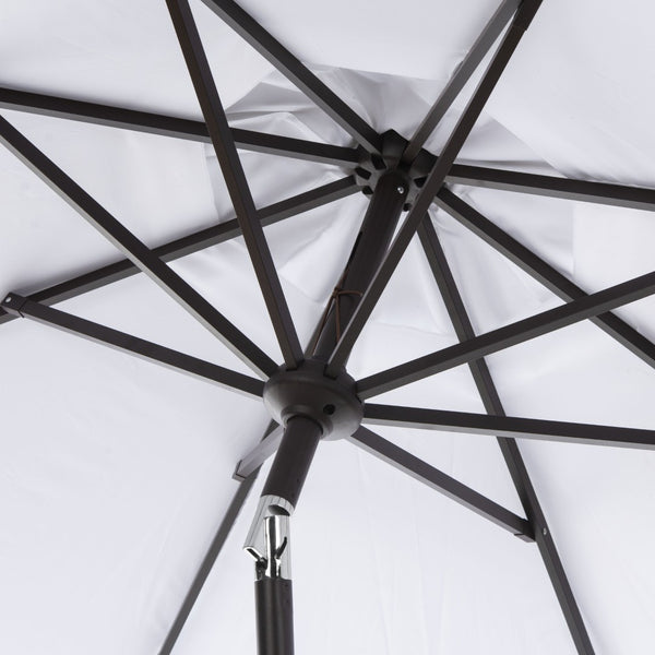 Safavieh ORTEGA 9 FT Crank Umbrella - Effortless Outdoor Shade with Stylish Riviera-Inspired Design White PAT8001F