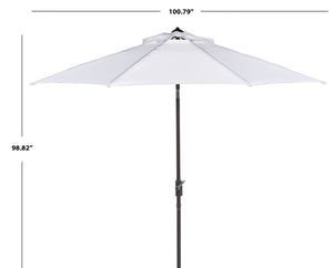 Safavieh ORTEGA 9 FT Crank Umbrella - Effortless Outdoor Shade with Stylish Riviera-Inspired Design White PAT8001F