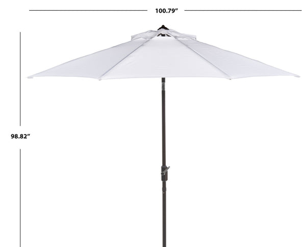 Safavieh ORTEGA 9 FT Crank Umbrella - Effortless Outdoor Shade with Stylish Riviera-Inspired Design White PAT8001F
